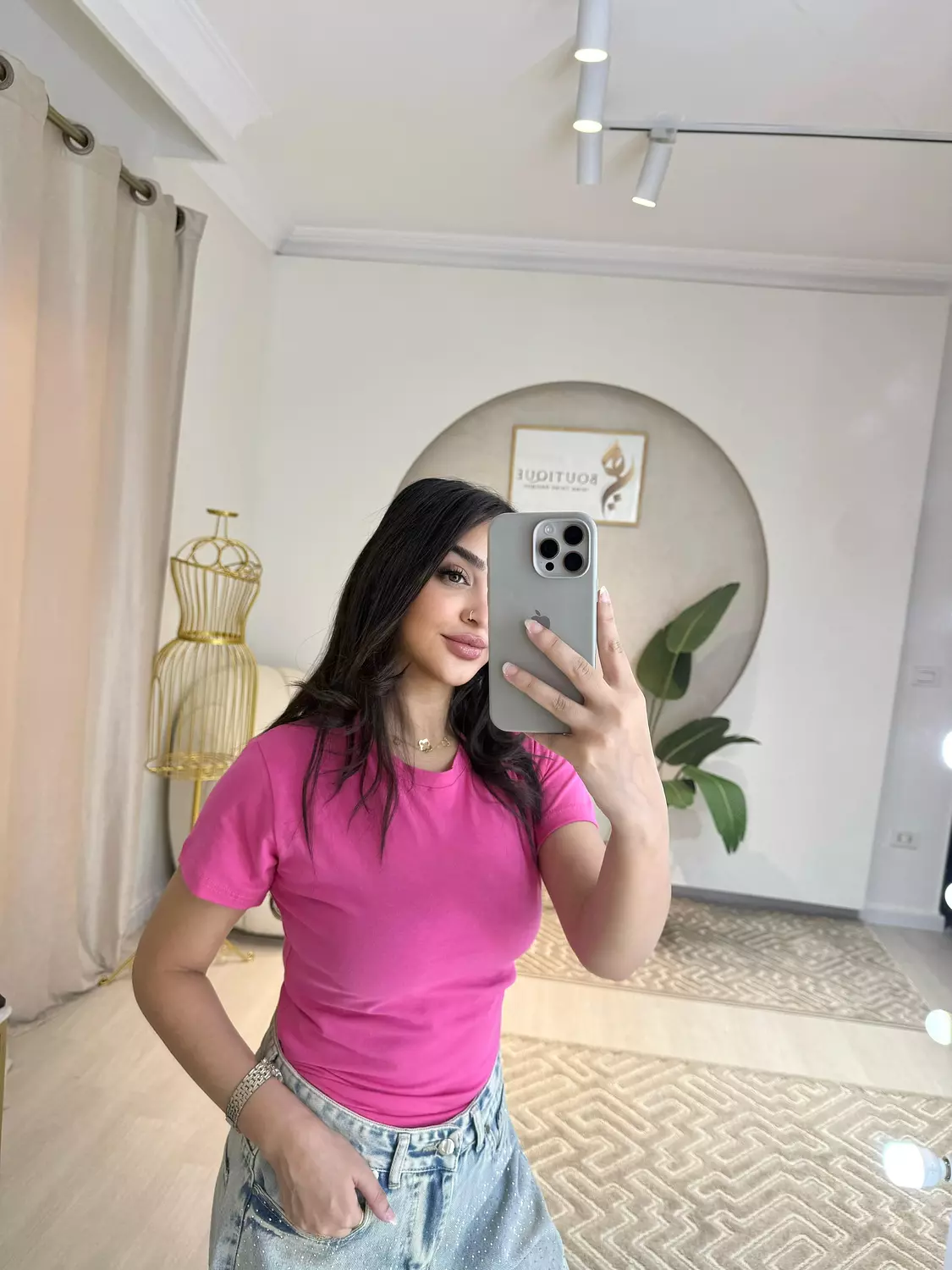 بيزك توب نص كم بينك غامق  image