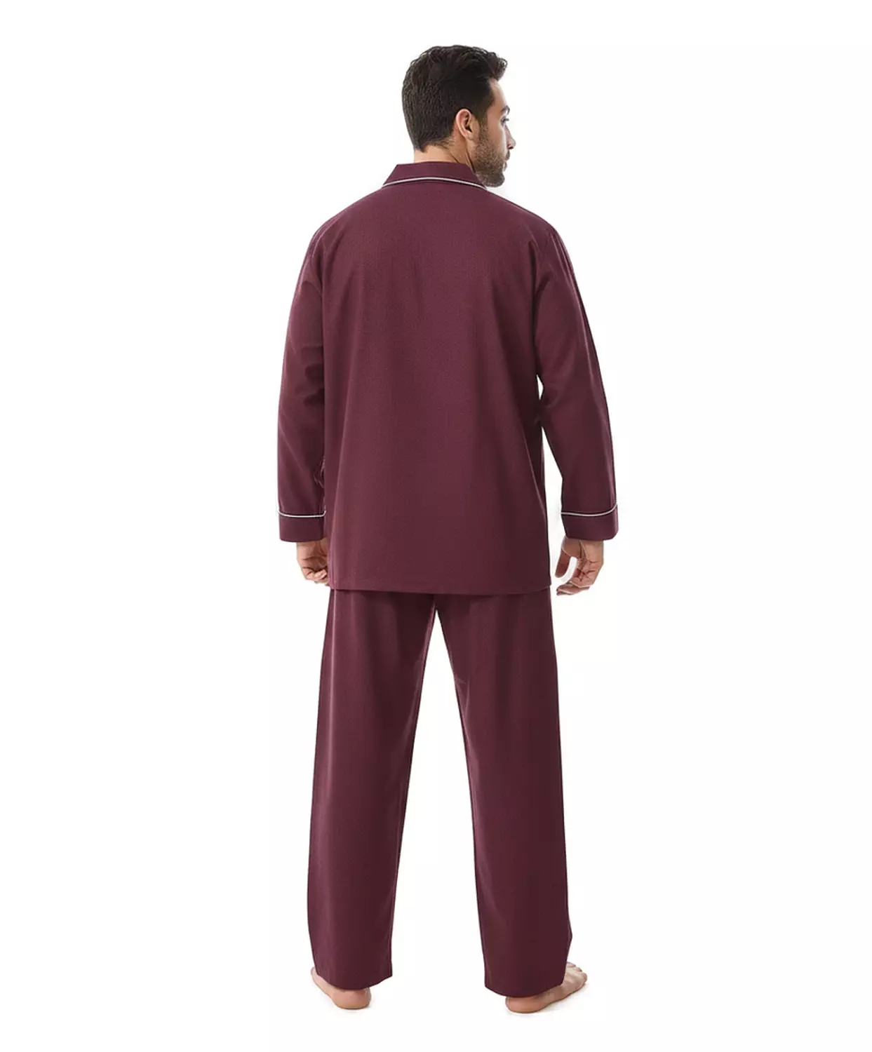 Men's Classic Pajama Set Autumn PJ - 2584 - Maroon 3
