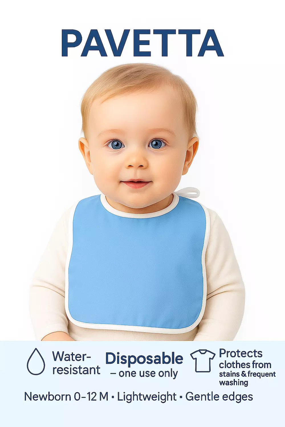 PAVETTA  Disposable Neonates Bib, Water-Resistant, Newborn 0-12 Months 1
