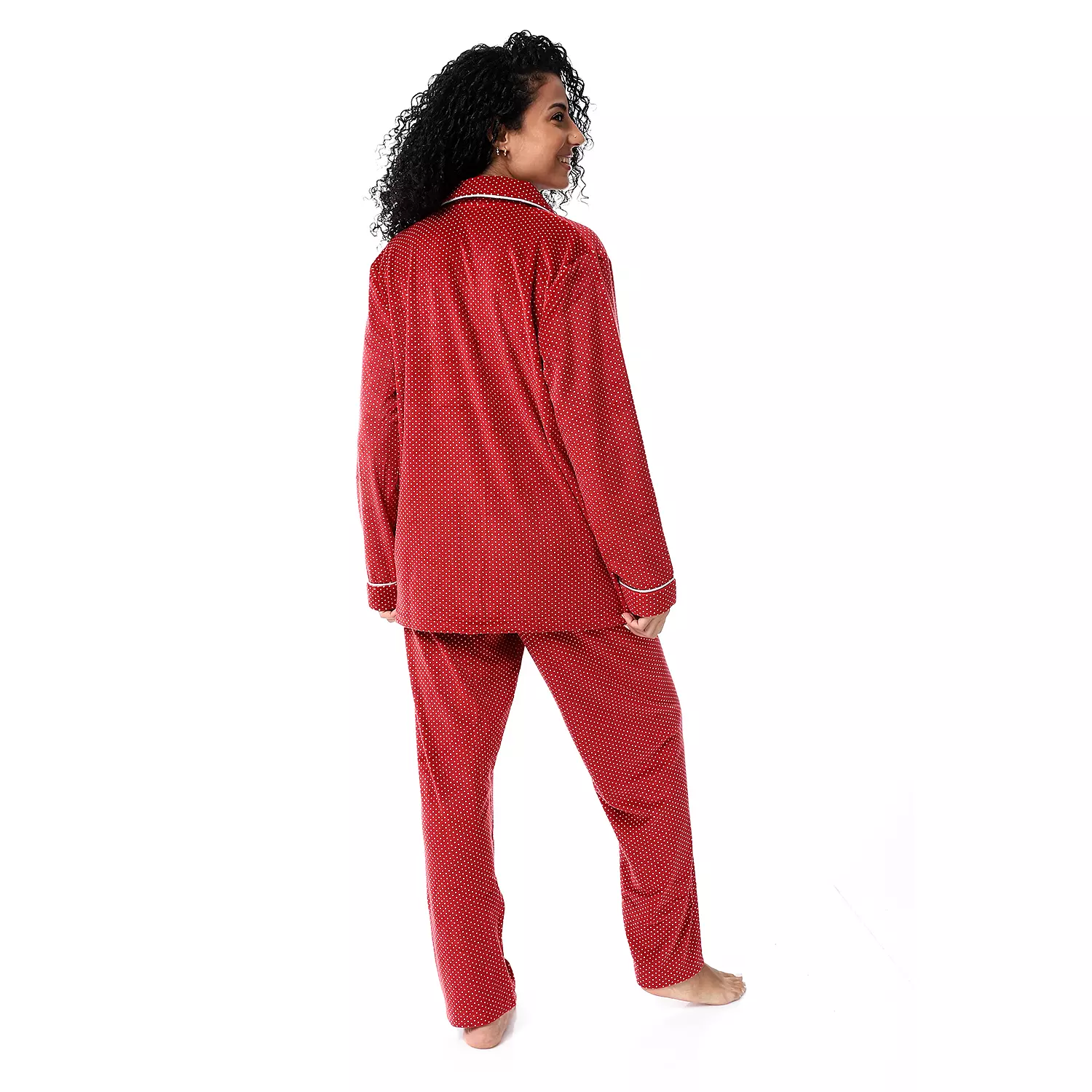 Women Classic Fleece PJ - Dark Red- 2505 4