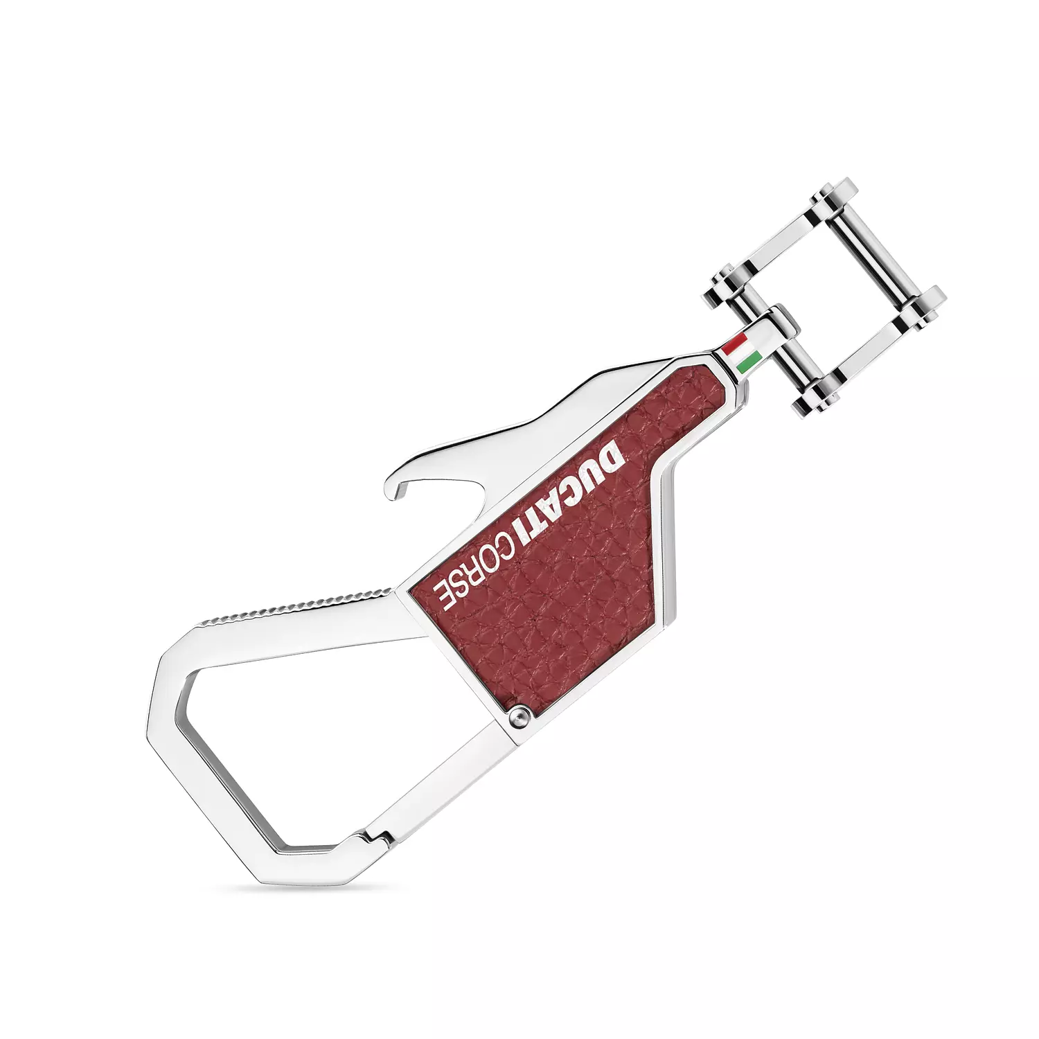 Ducati - DTAGK2138103 - FORMA Stainless Steel WITH RED LEATHER KEYRING 0