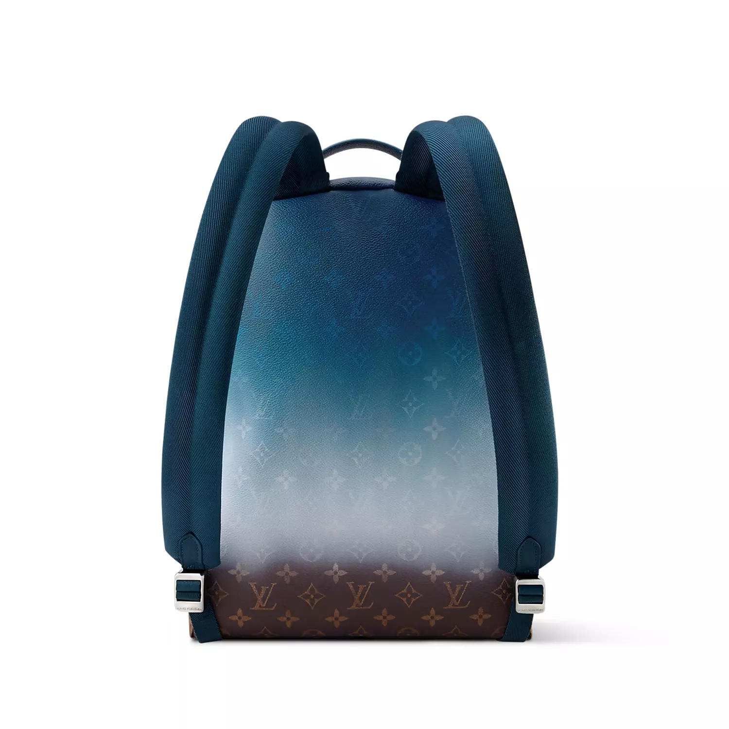 Louis Vuitton Discovery Backpack PM features a gradient monogram pigment coated canvas in blue 2