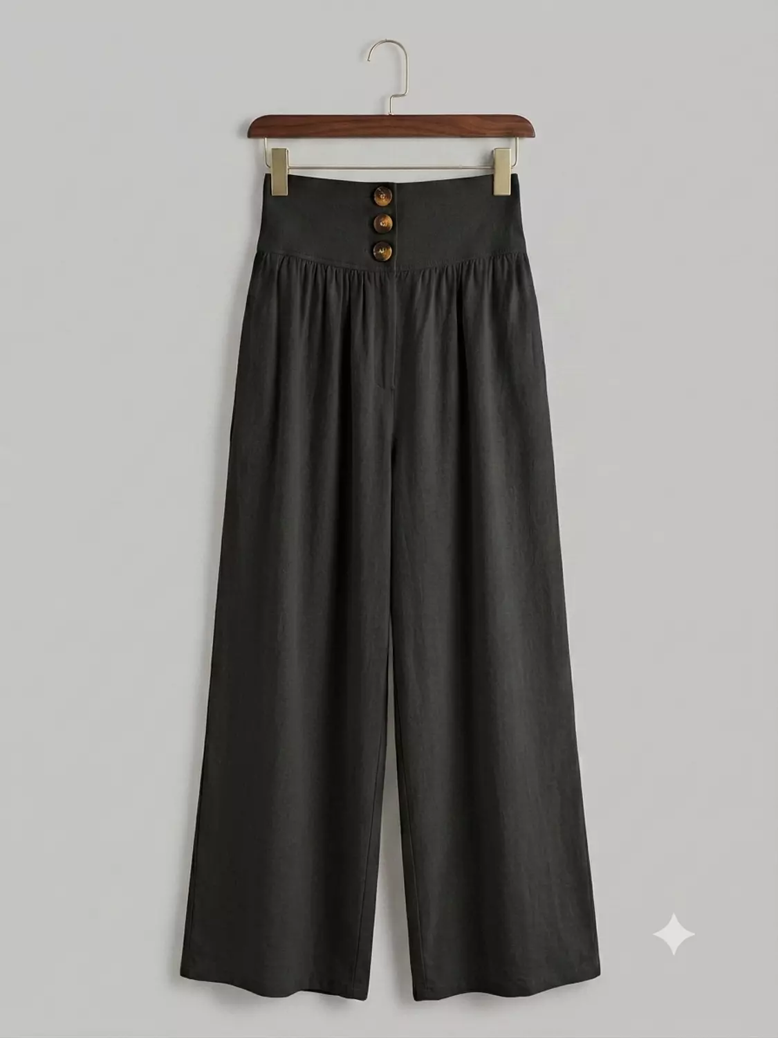 Buttoned High-Waisted Linen Pants 1