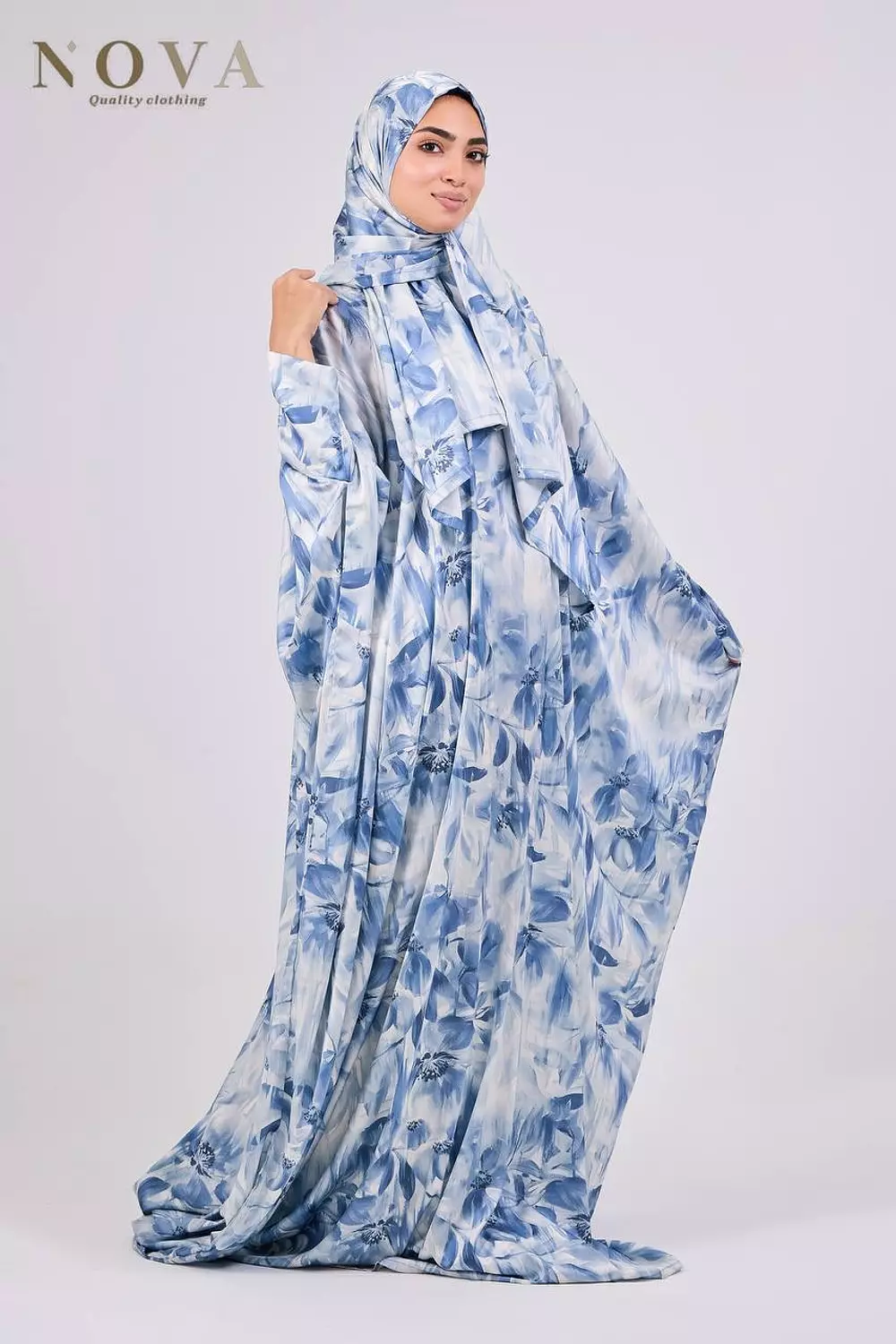 Blue floral Butterfly Satin 1