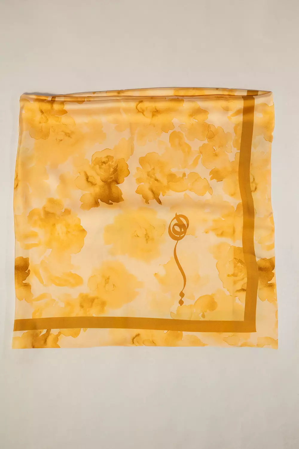 هي She – Ramadan Satin Scarf (Light Beige & Mustard) hover image