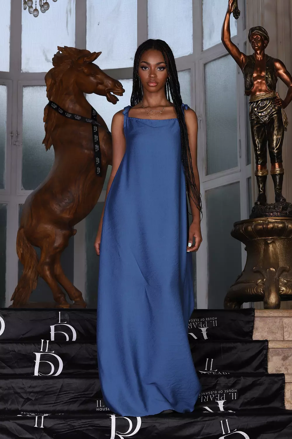 Cut Soft Linen Dress - Blue 2