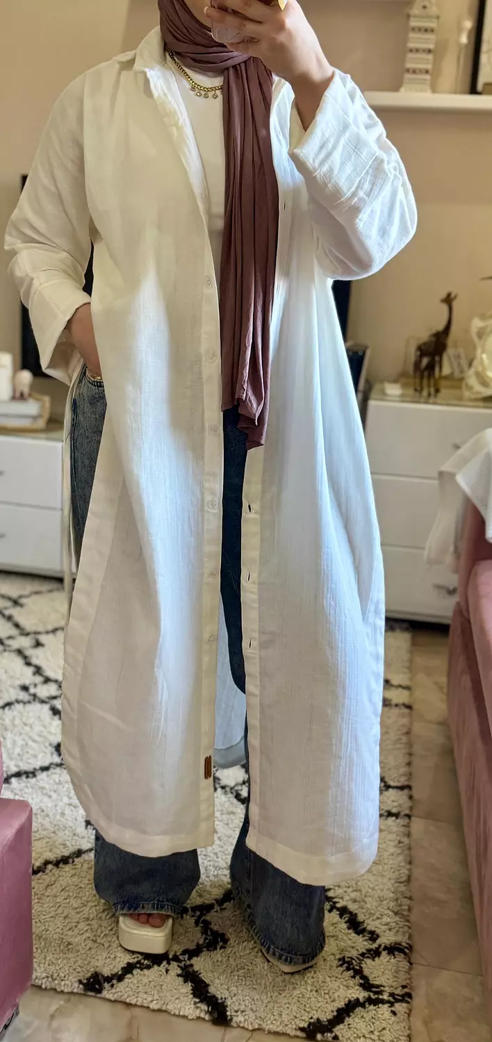 Lina Shirt Dress in off-white  4