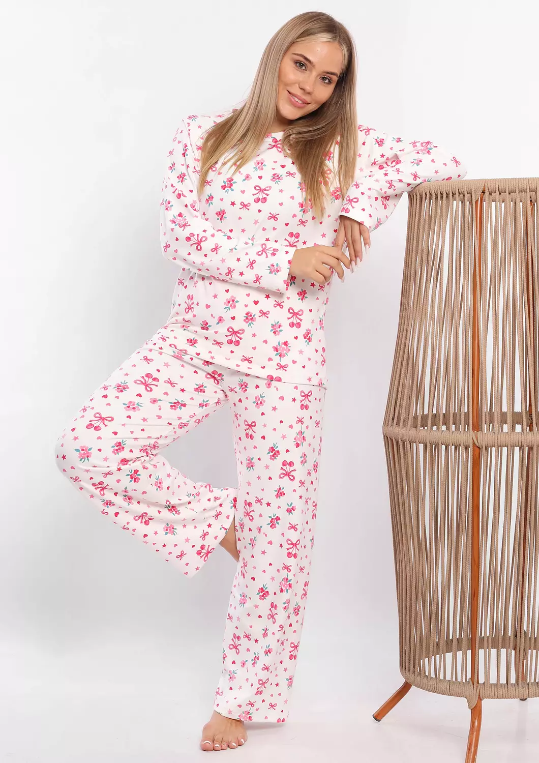 C322 Pink Ribbons Pajama Set 5