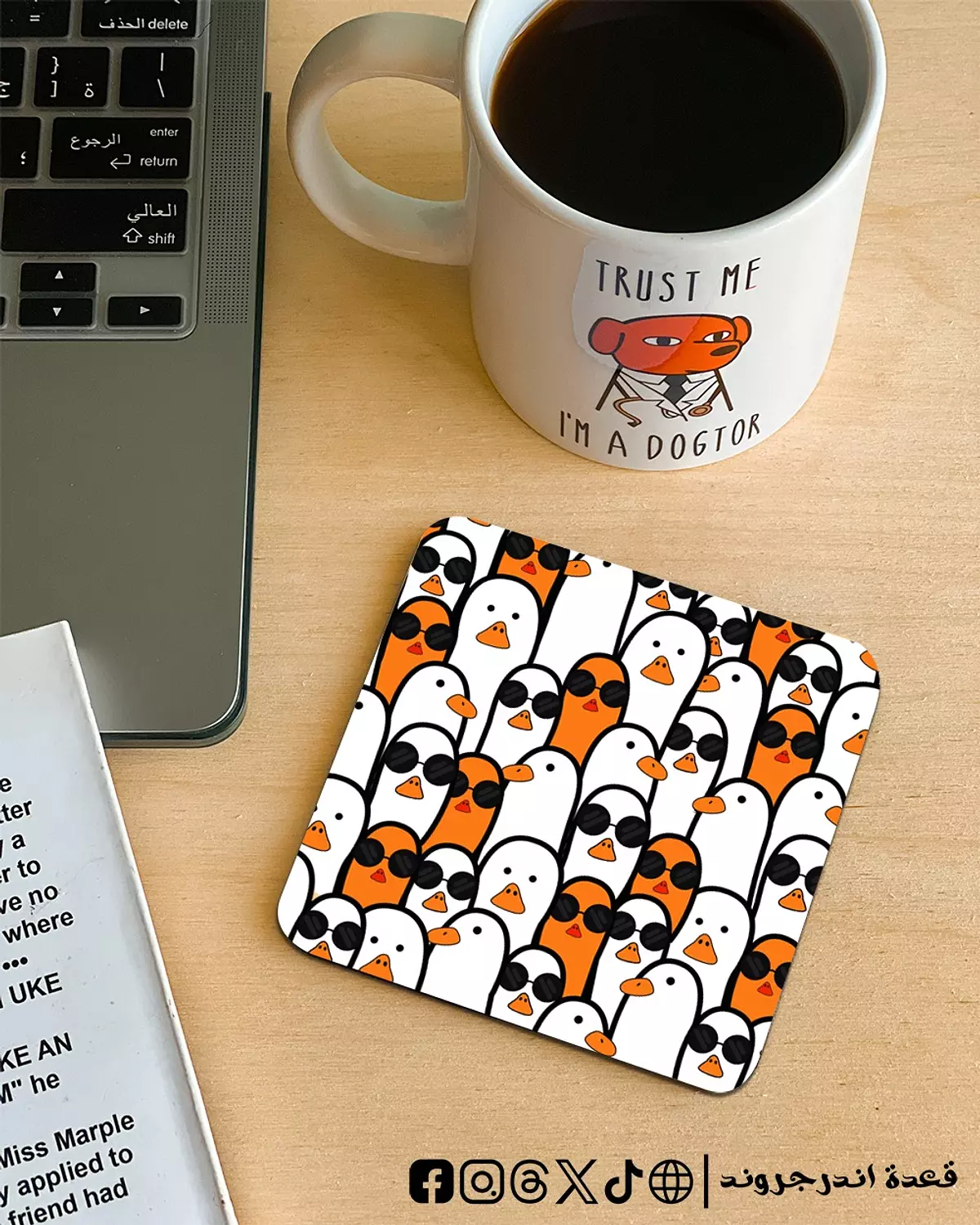Ducks with sunglasses coaster   image