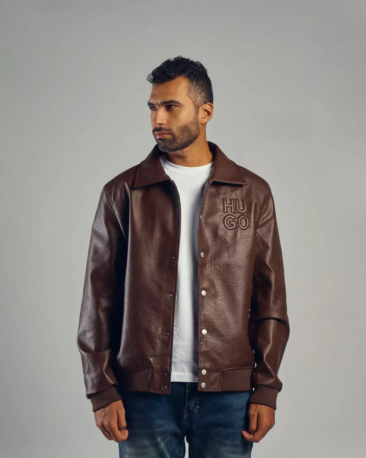 HUGO Brown leather jacket image