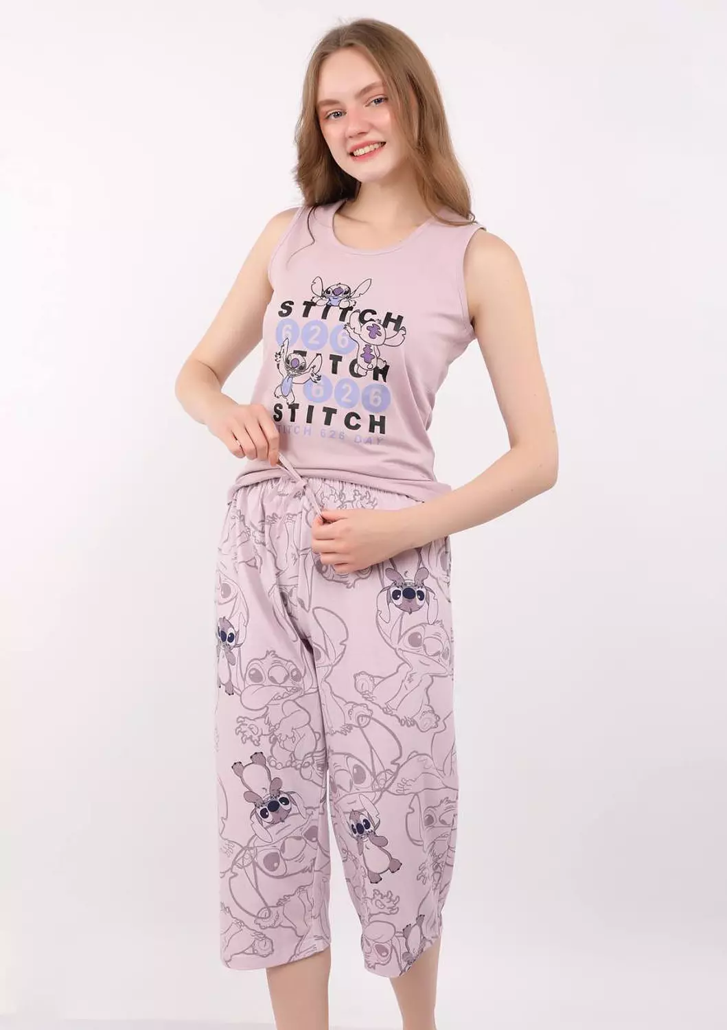 S315 Funny Stitch Capri Pants Pajama Set 5