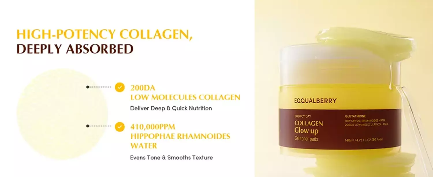 EQQUALBERRY - Collagen Glow Up Gel Toner Pads 60 Pads 3