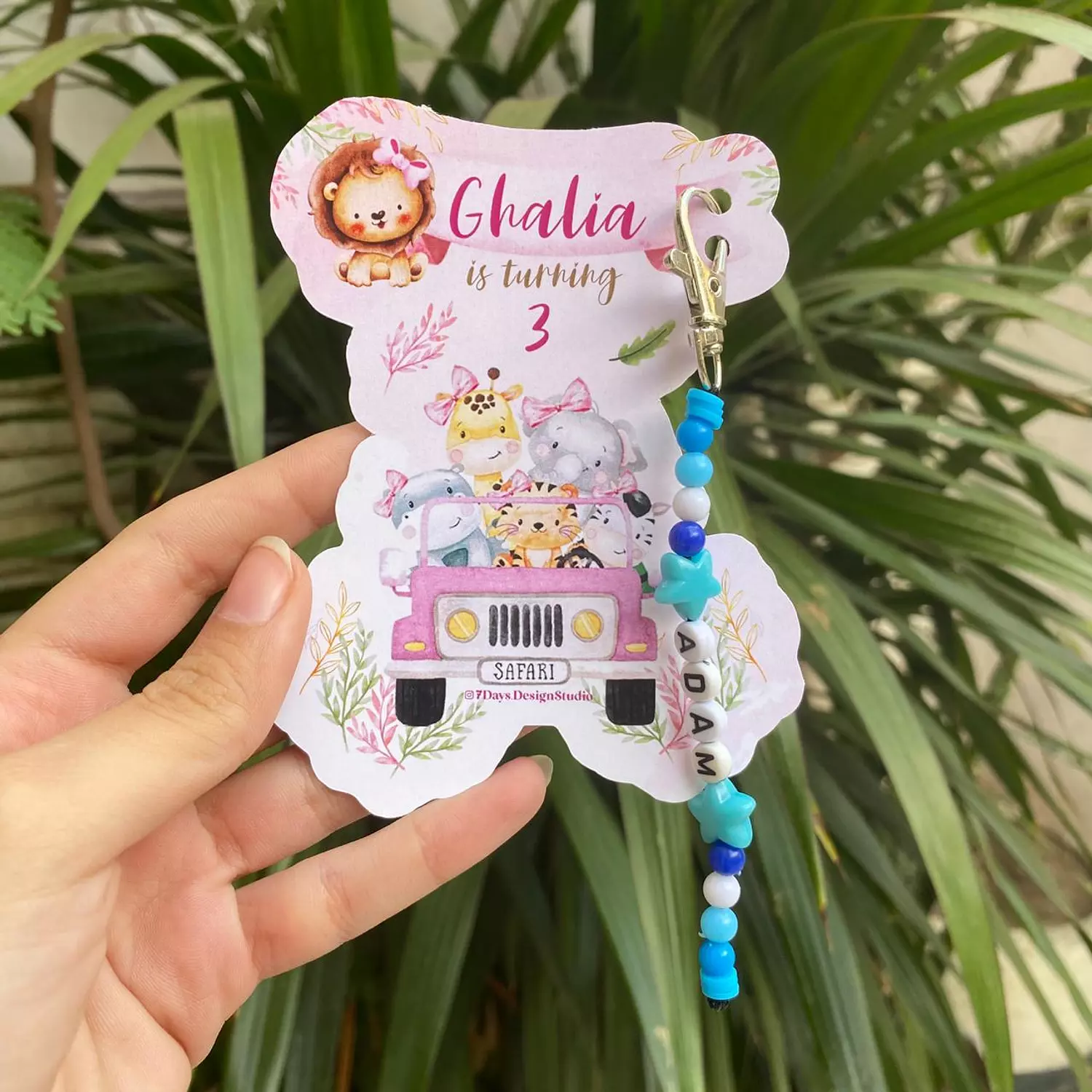 Animals pink car Chain Card  image