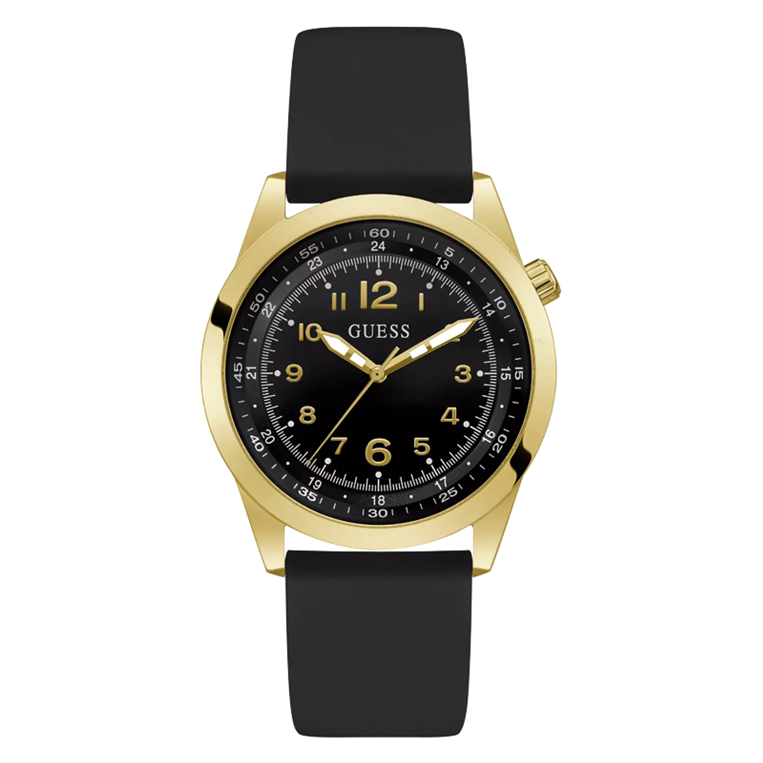 Guess GW0494G2 Watch For Gents Case Color Gold Tone - Round Shape Silicone Strap image