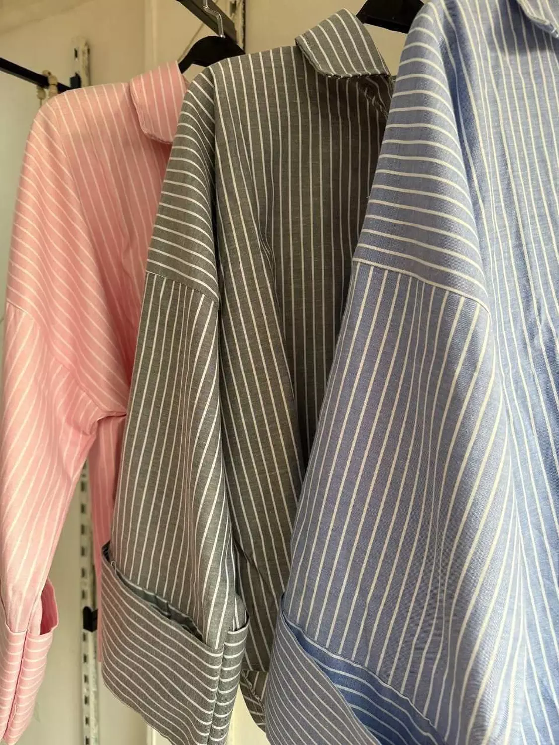 Oversized Shirt with Vertical Pinstripes and Statement Cuffs 3