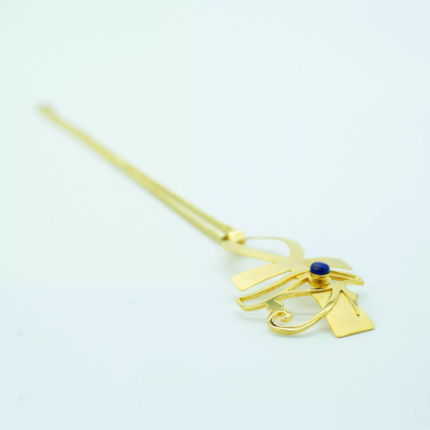 Two-layer copper chain, gold-plated, shiny and matte with a natural stone - 60 cm - Ancient Egyptian hover image
