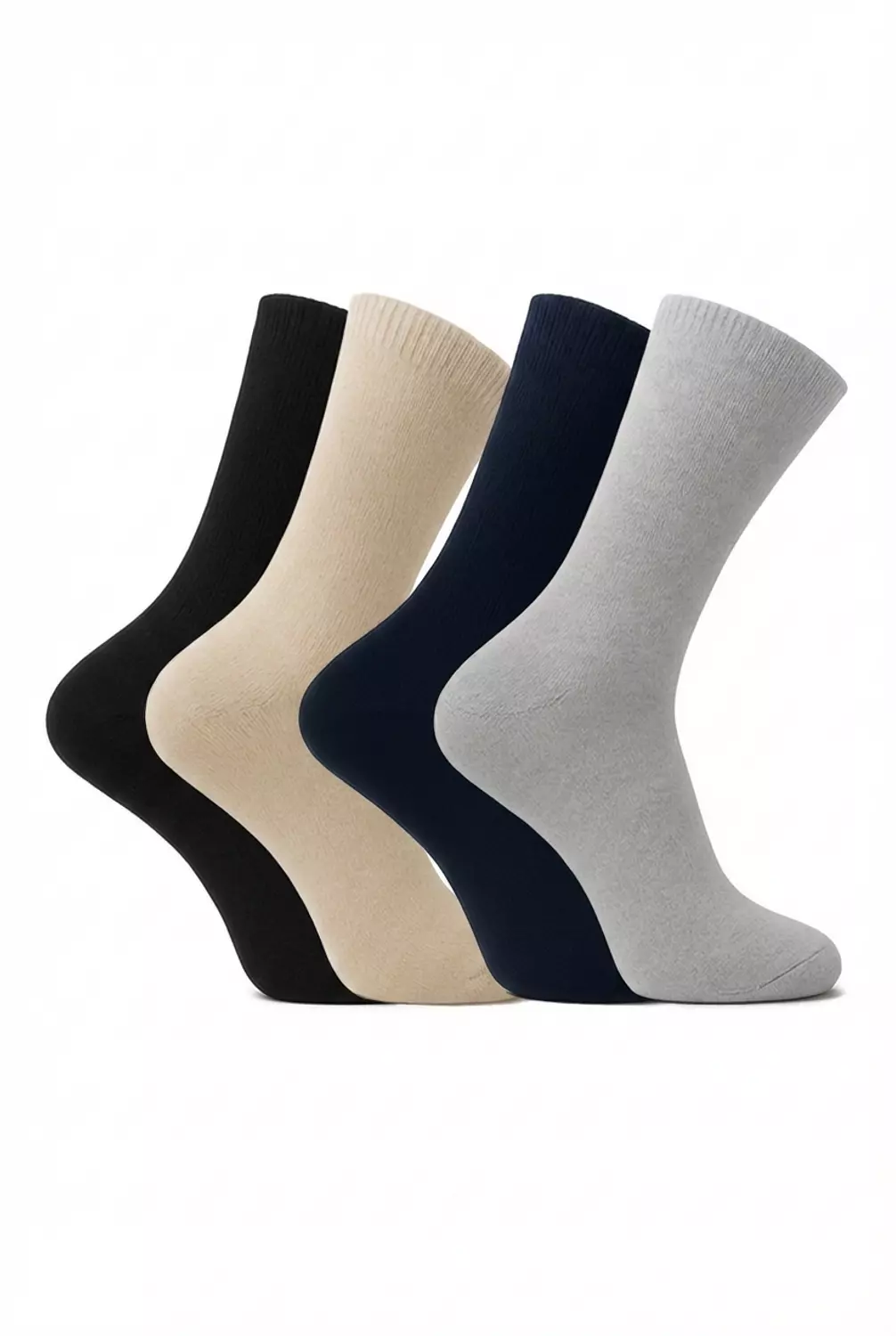 Shorto Men's Cotton Classic Sock Set Consisting Of 4 Long Socks - 2424-Grey*Black*Beige*Dark Blue image