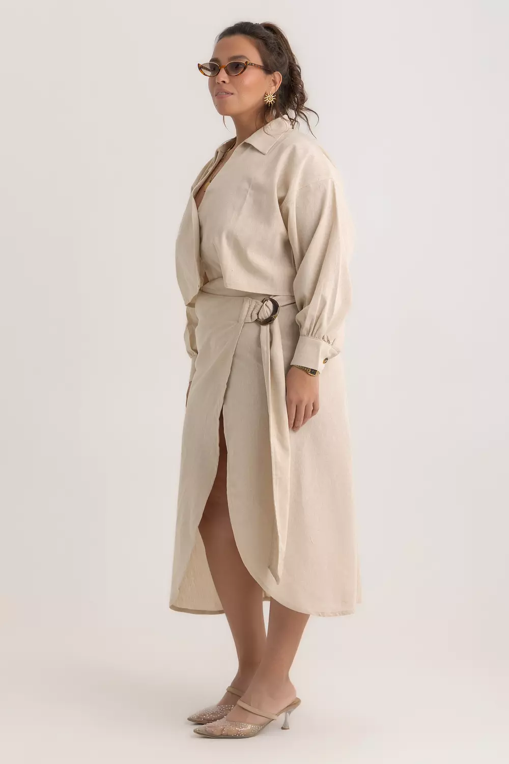 The Pola Copped Shirt Beige image