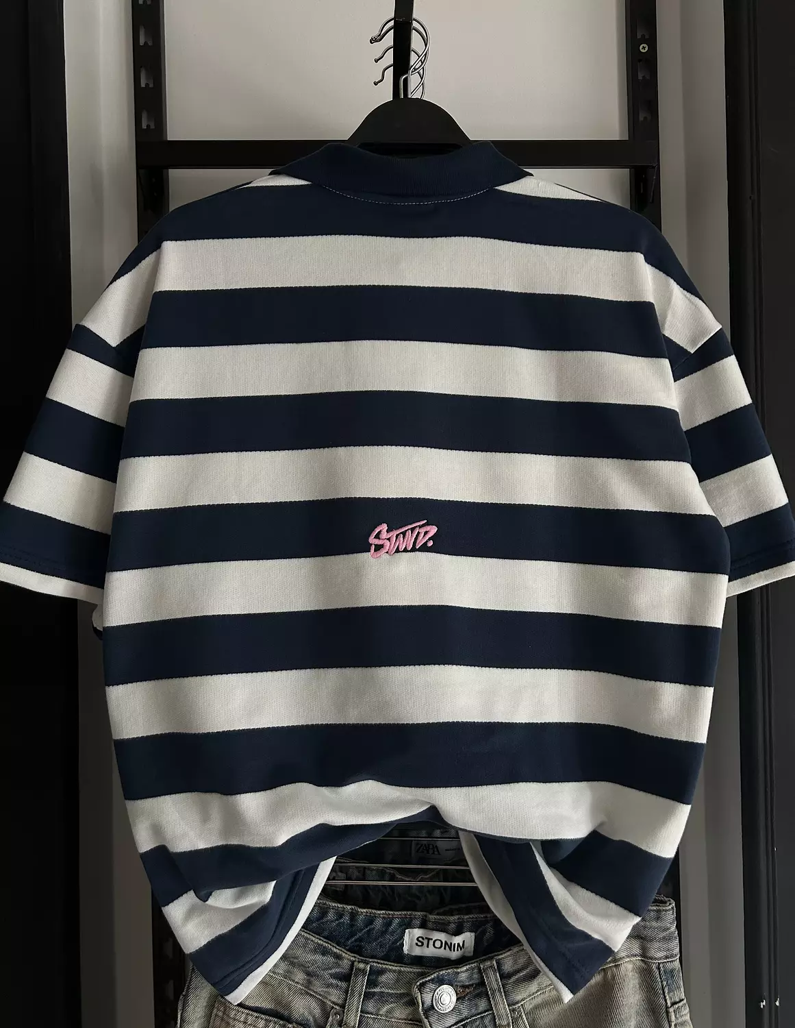 PULL&BEAR STRIPED POLO SHIRT - BLUE/GREY 10