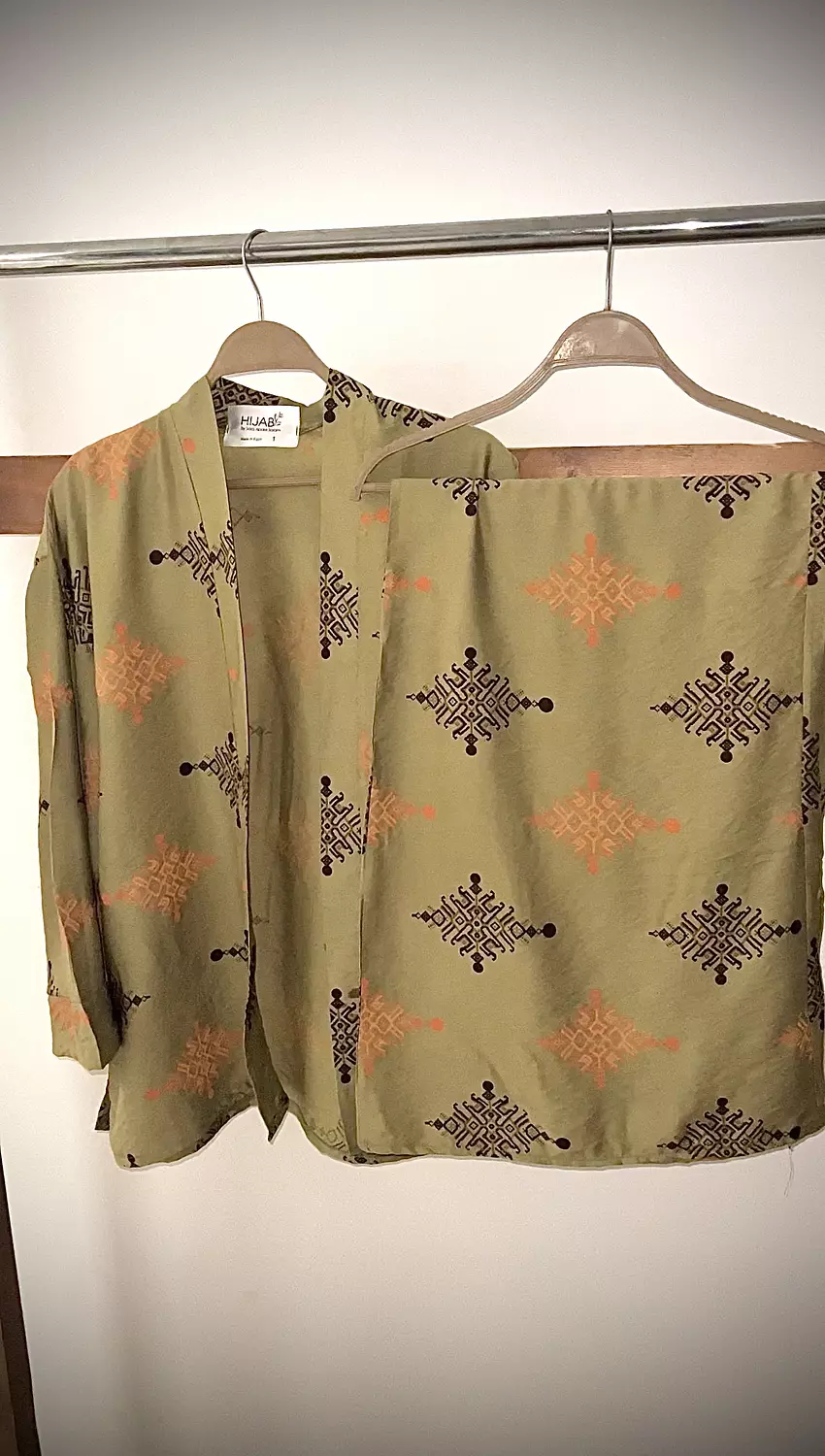 Patterned Linen Set - Olive image