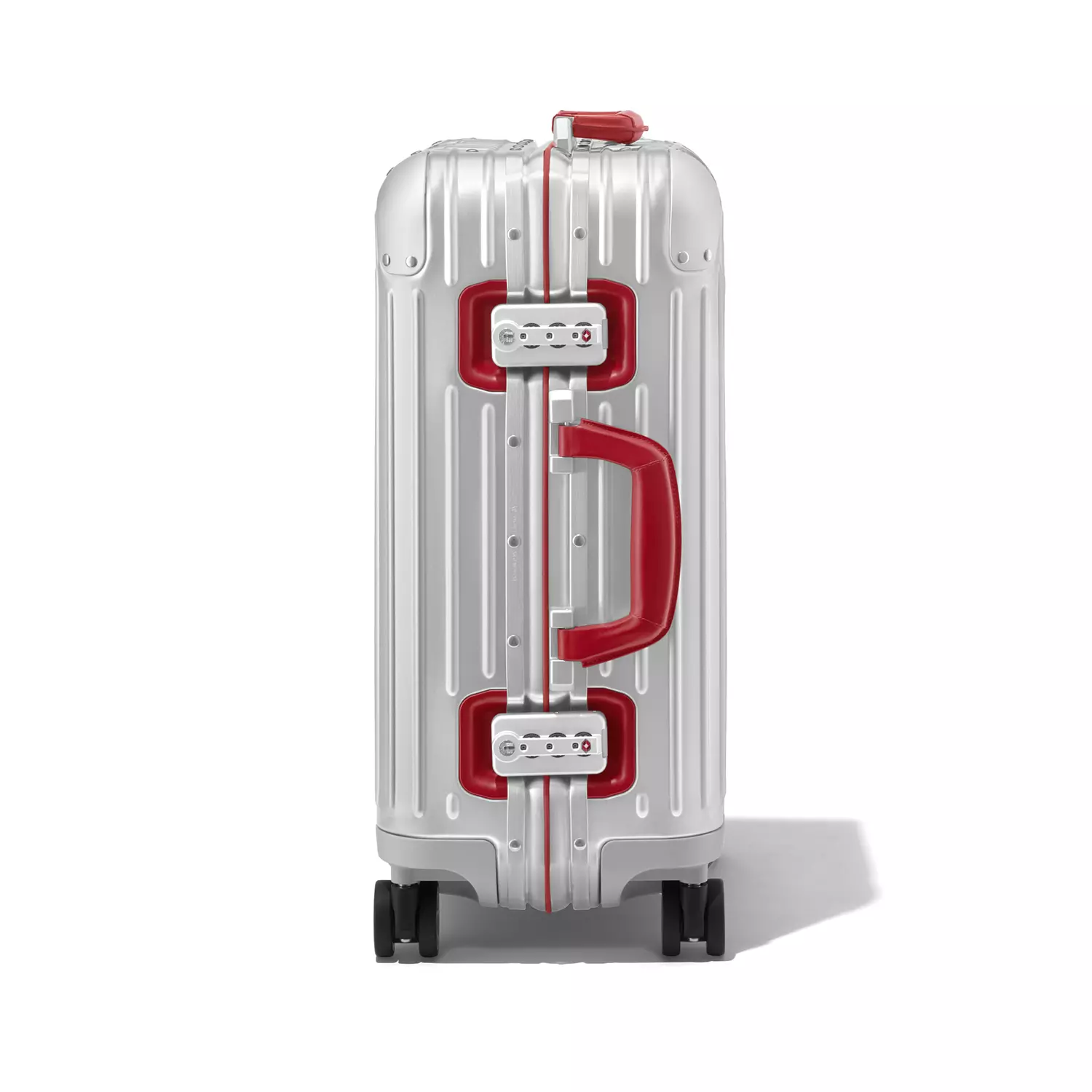 RIMOWA Original Cabin Twist suitcase in silver with red accents 3