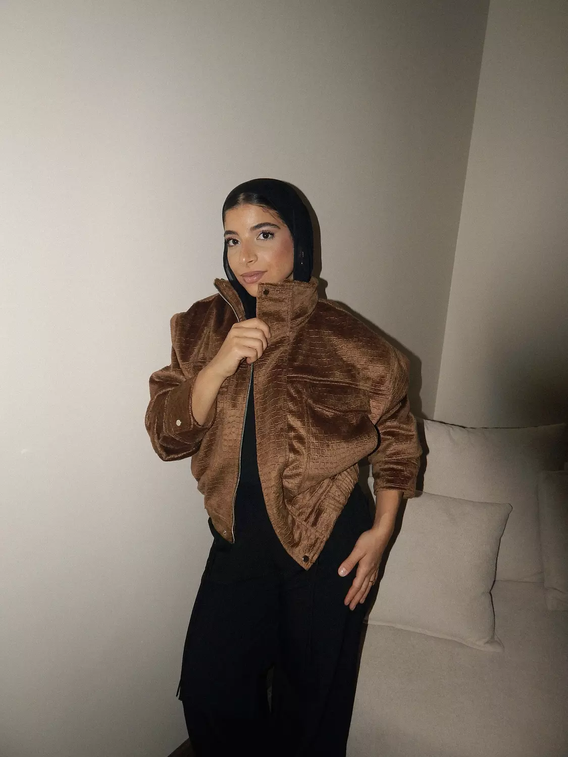 Camel Croco Suede Jacket 2