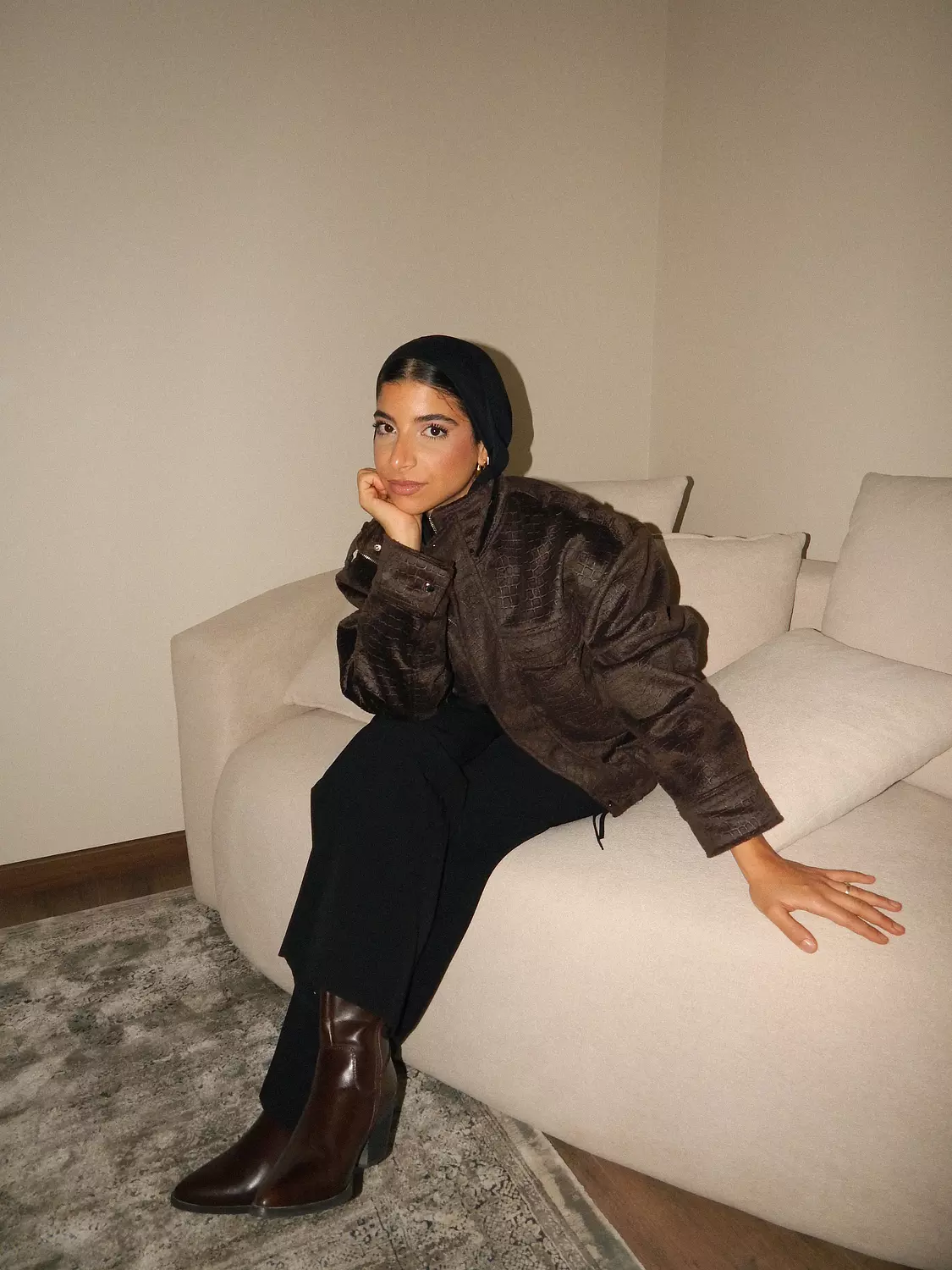 Brown Croco Suede Jacket 3