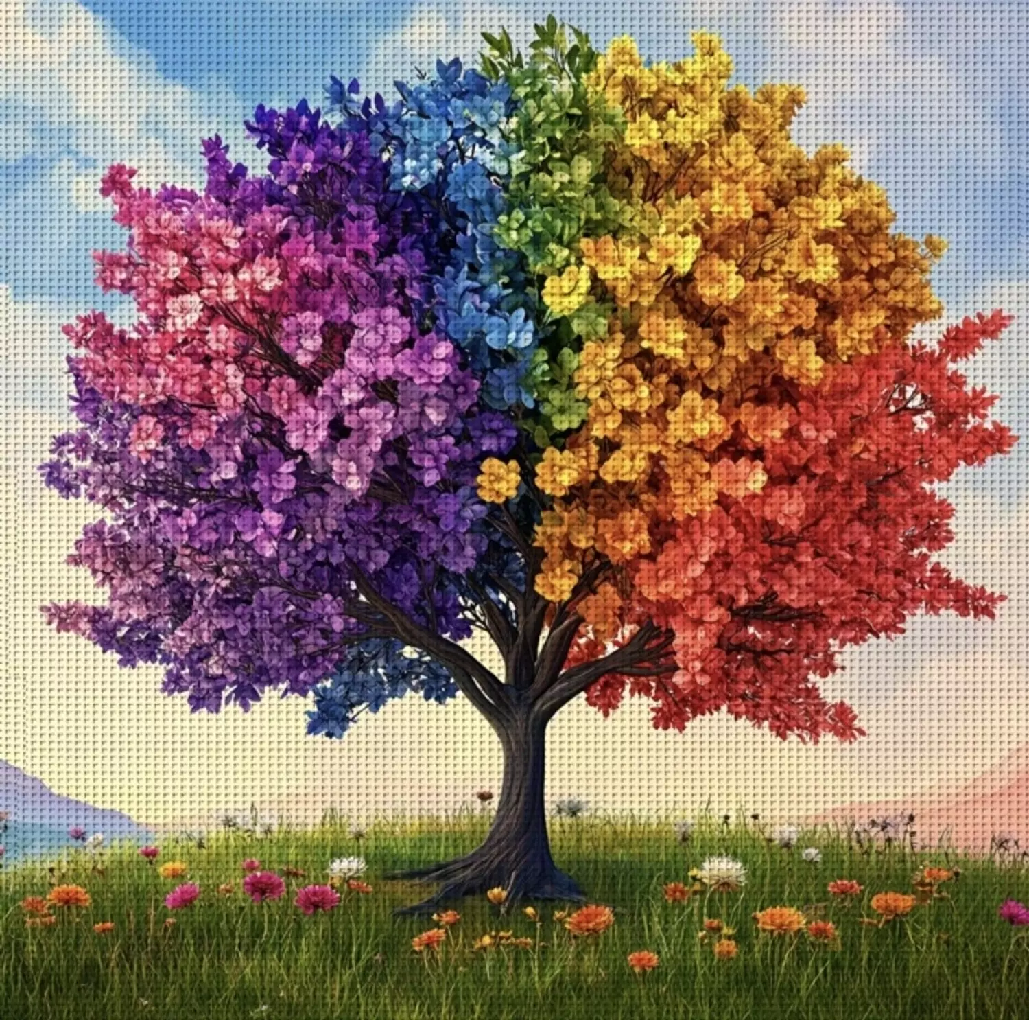 Cross Stitch- Colorful Tree image