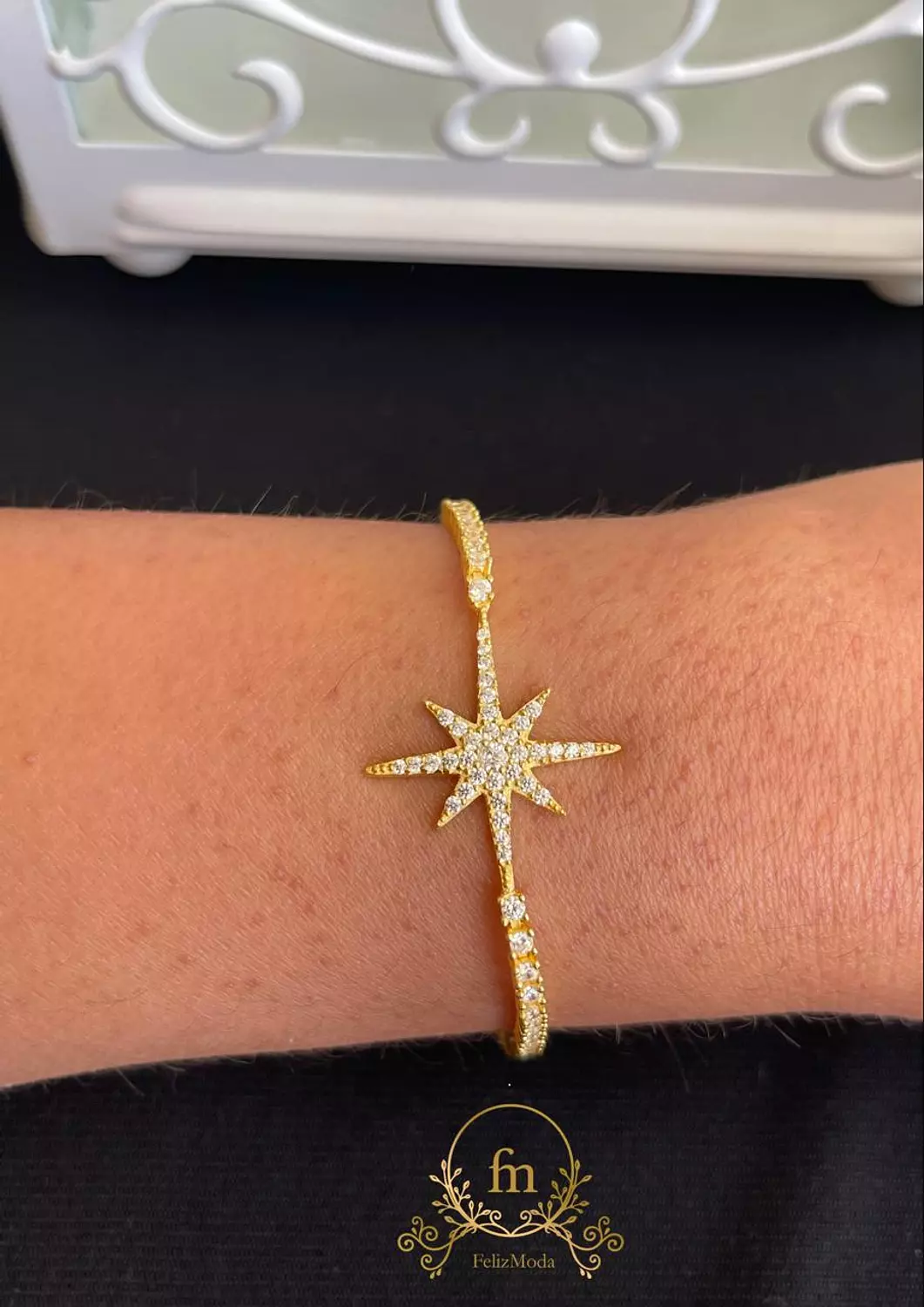 Star Silver tennis bracelet gold plated image