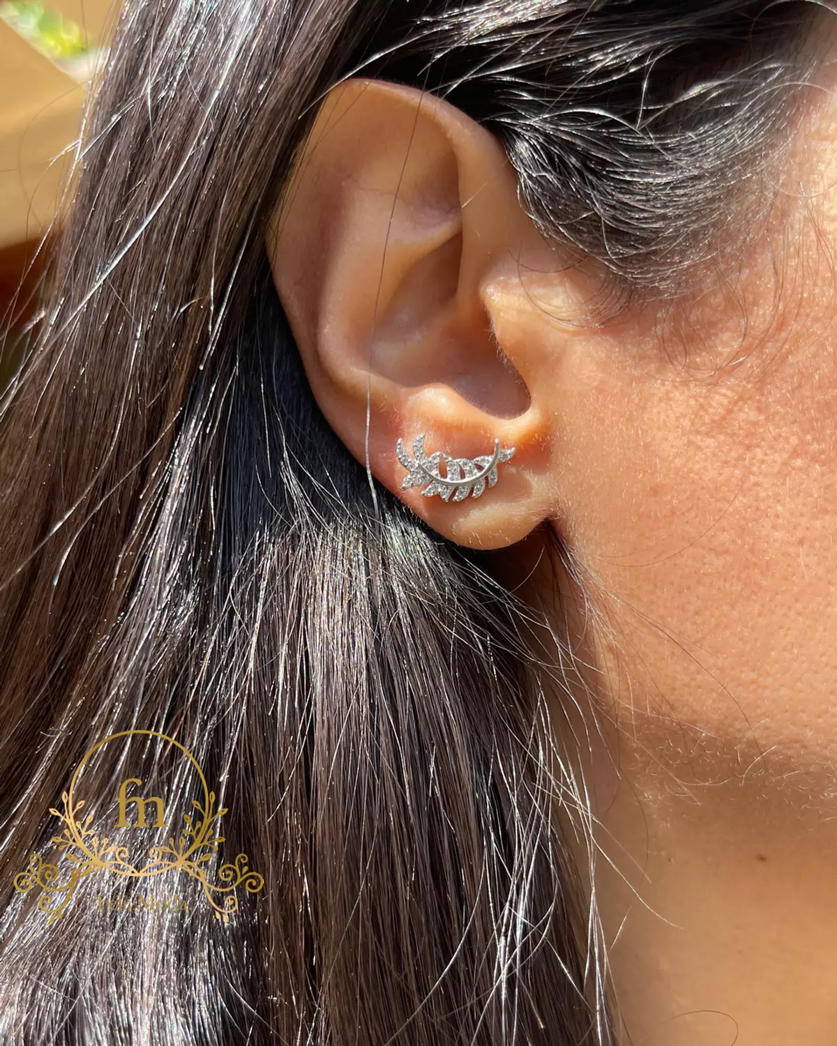 Tree leaf silver earrings  image