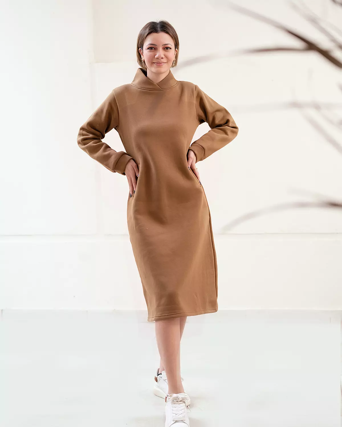 Dark Olive Melton Dress 3