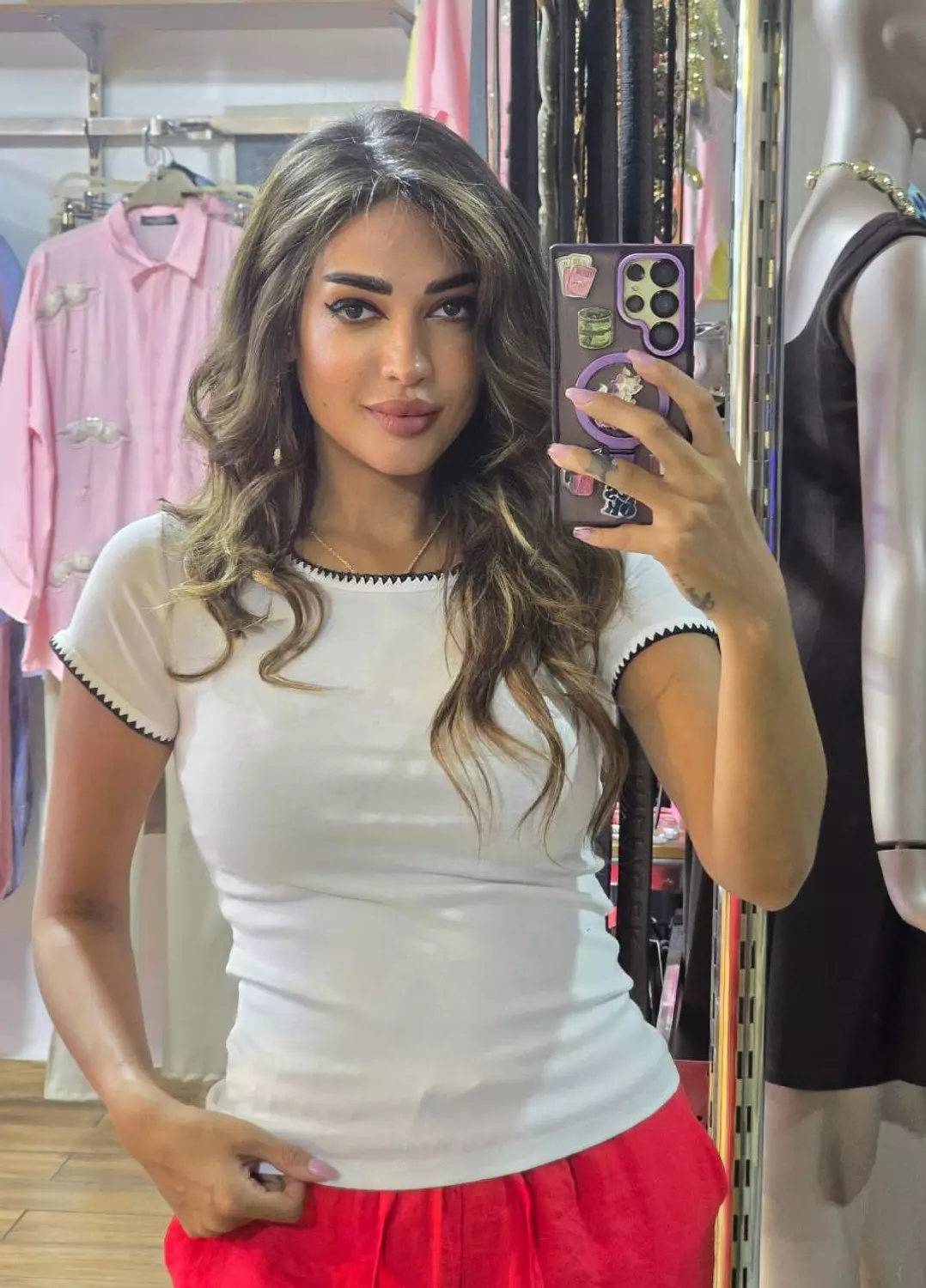 White Karol half sleeve shirt  hover image