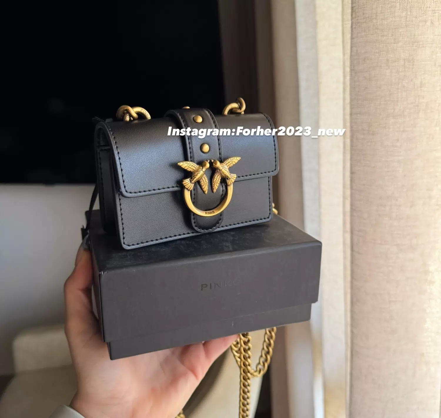 Micro Love Bag One Simply BLACK-ANTIQUE GOLD 1