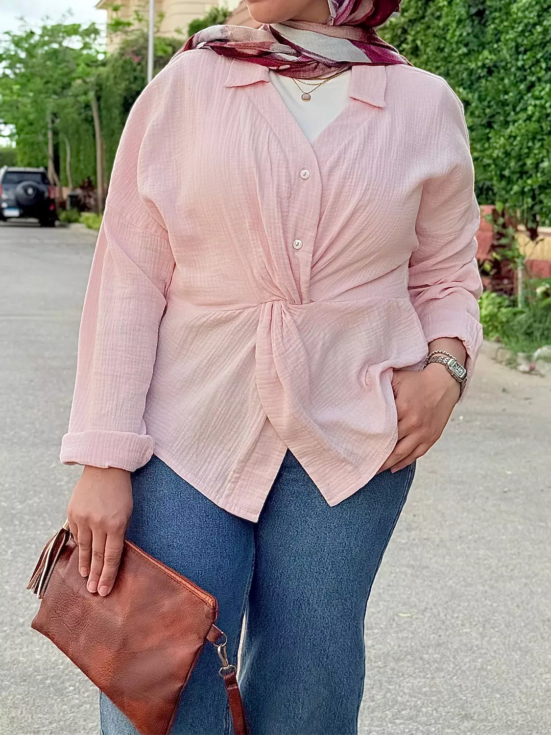PASTEL PINK TWISTED BLOUSE hover image