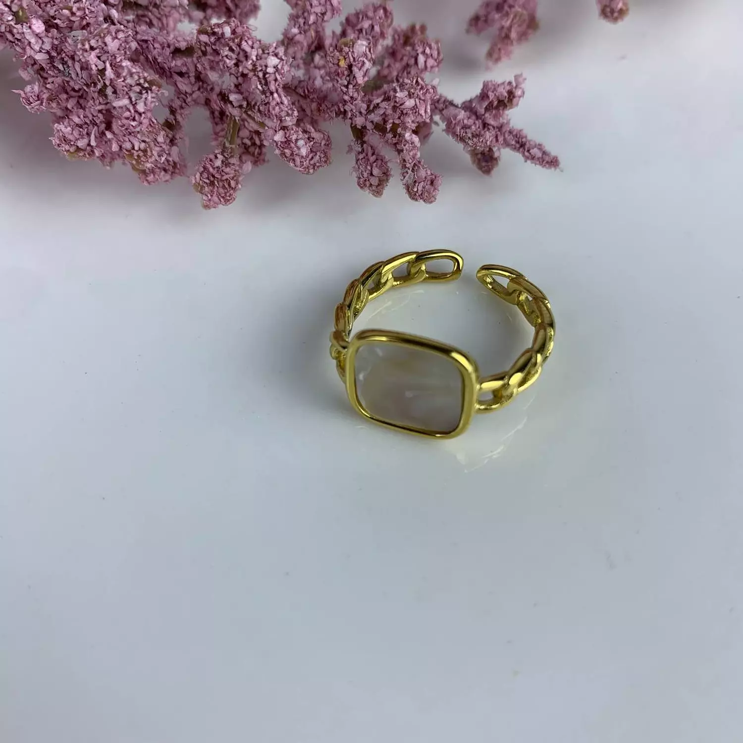 Stainless steel Ring with seashell 2