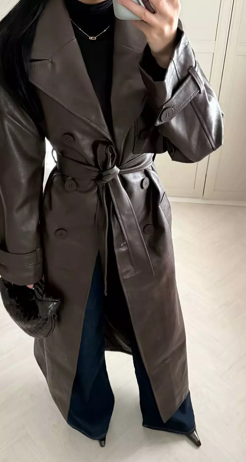 Longline Leather Duster Coat 10