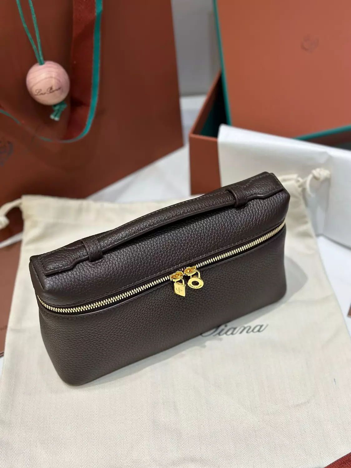 Loro piana L19 Chocolate Brown with Gold Hardware  7