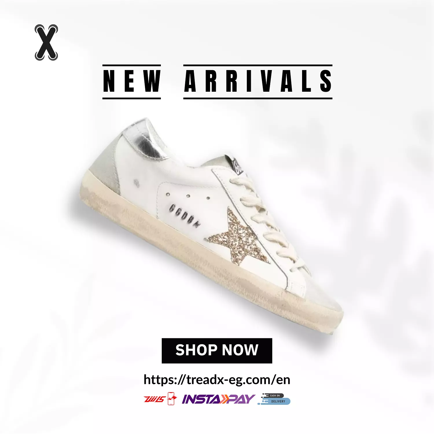 Golden Goose Super-Star White Ice Gray Gold Glitter image