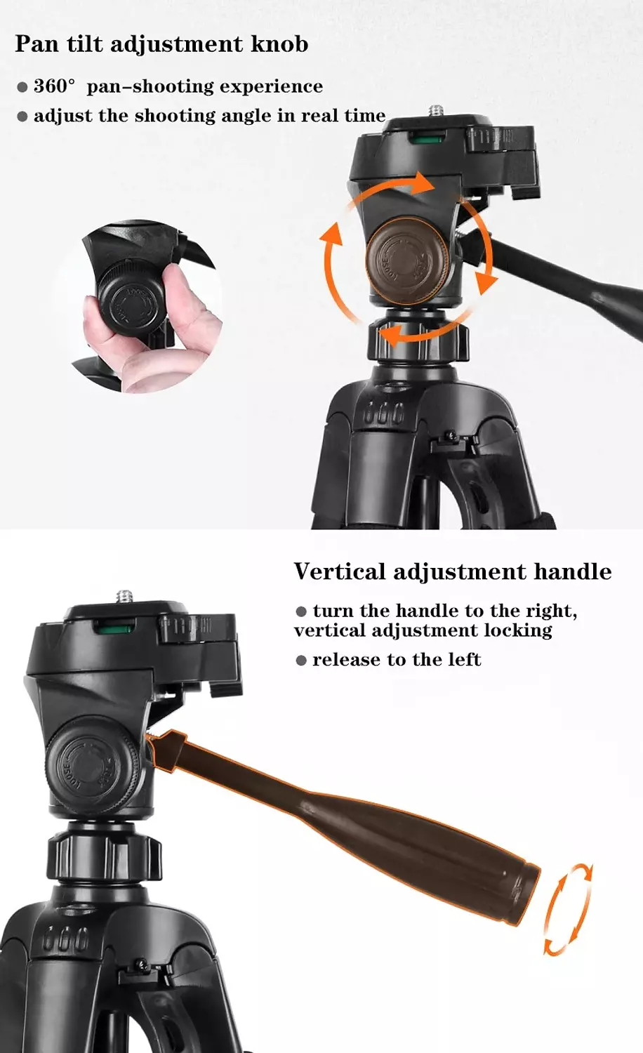 PLOKAMA PK-9950 Tripod Stand 150CM Height 360° Rotation Black 5