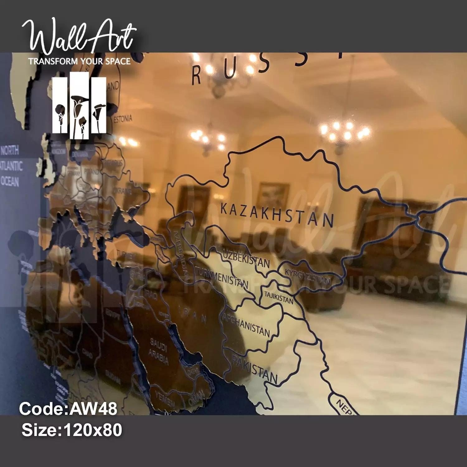 AW48-Engraved World Map  19