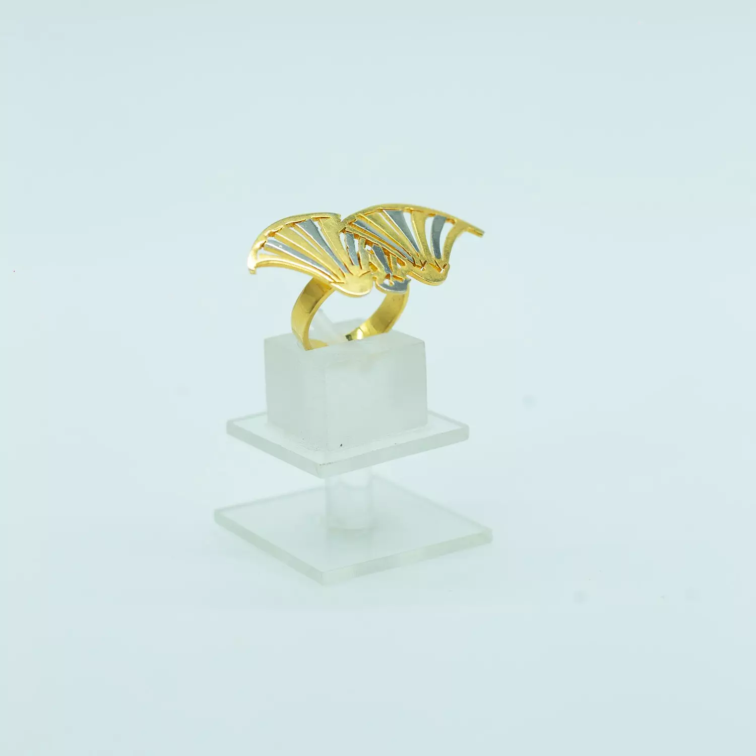 Hand-carved copper ring, gold and platinum plated, free size, lotus flower image