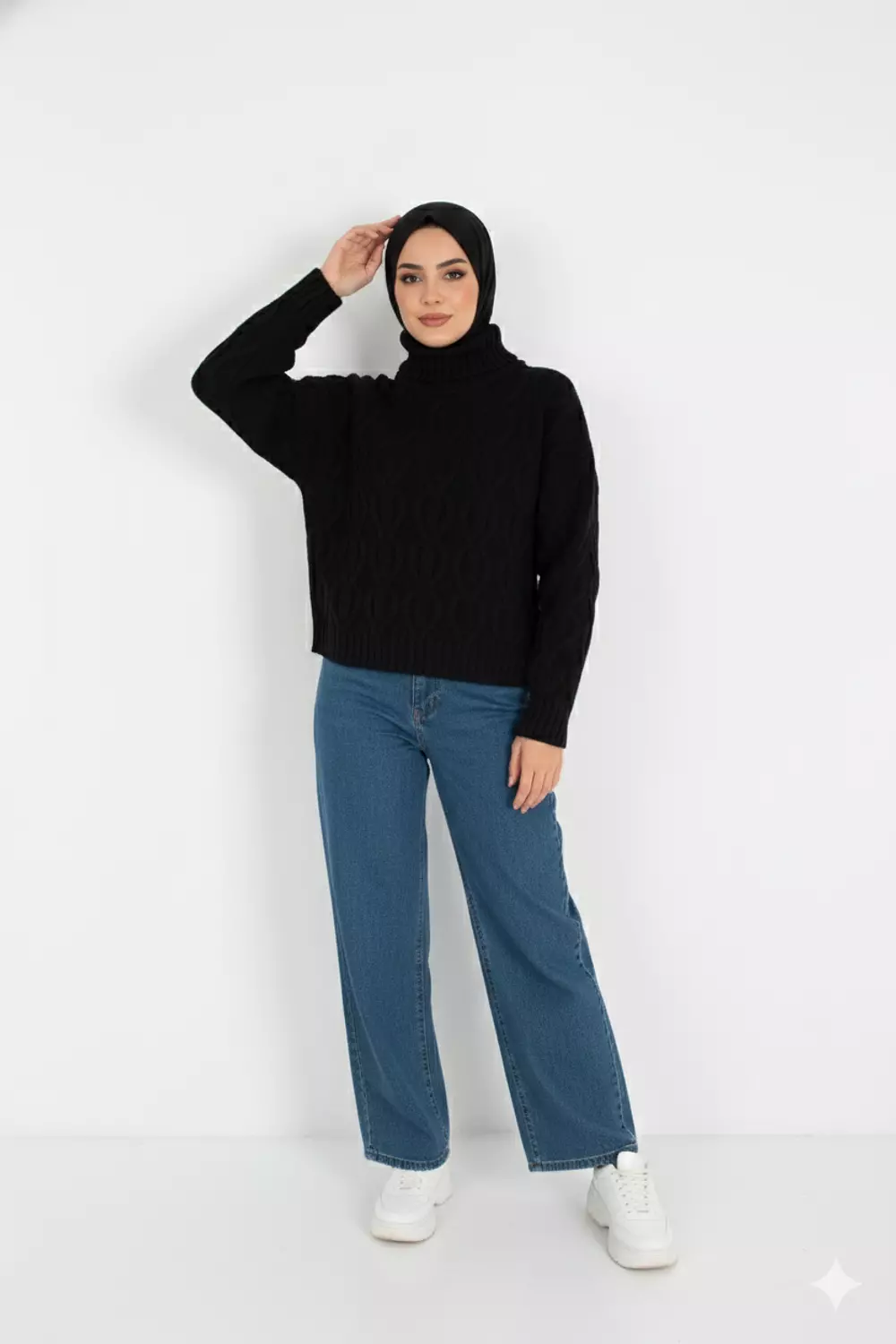 Chic Warm Cable Knit Turtleneck Sweater image