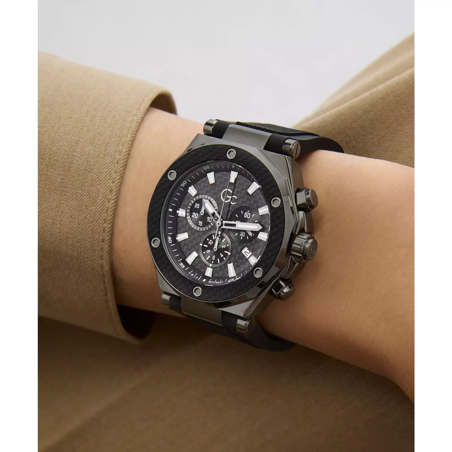 Gc Legacy Chrono Silicone Men Watch Black Silicone Strap 5