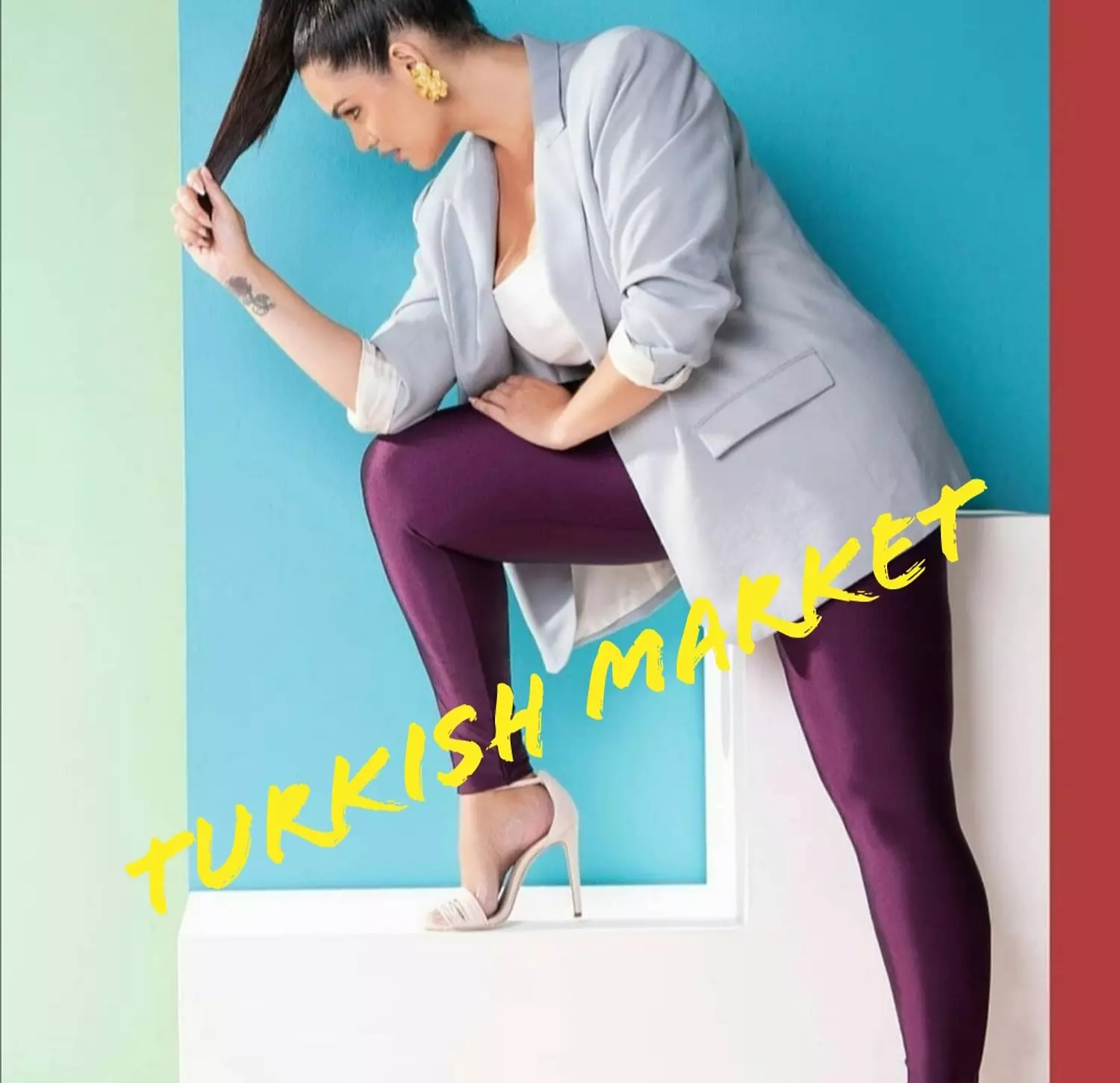 Plus size Aubergine Metallic leggings  image