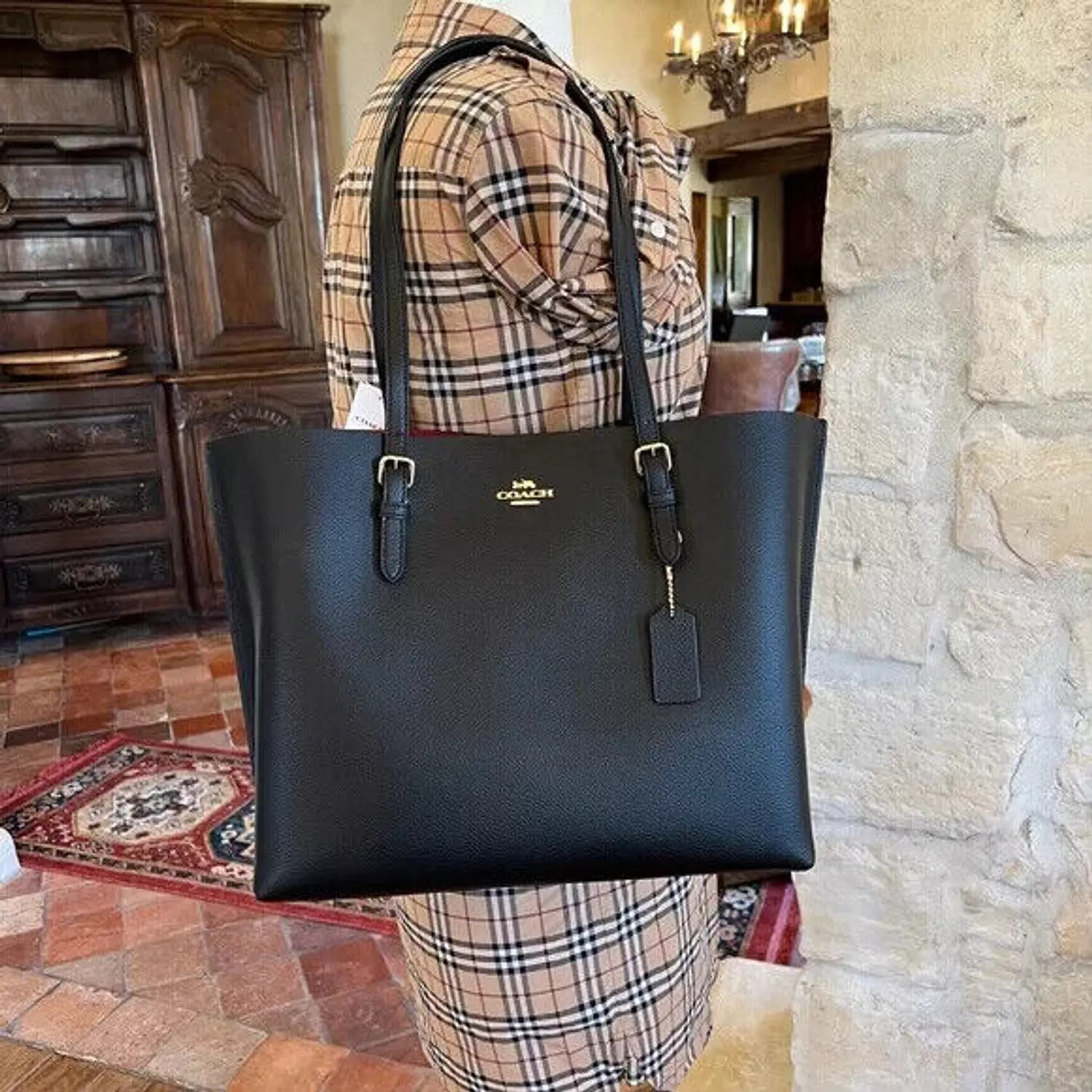 MOLLIE TOTE IN/BLACK TRUE RED COACH 2