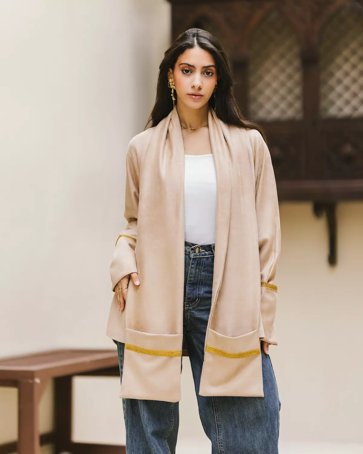 Suede scarf jacket  image