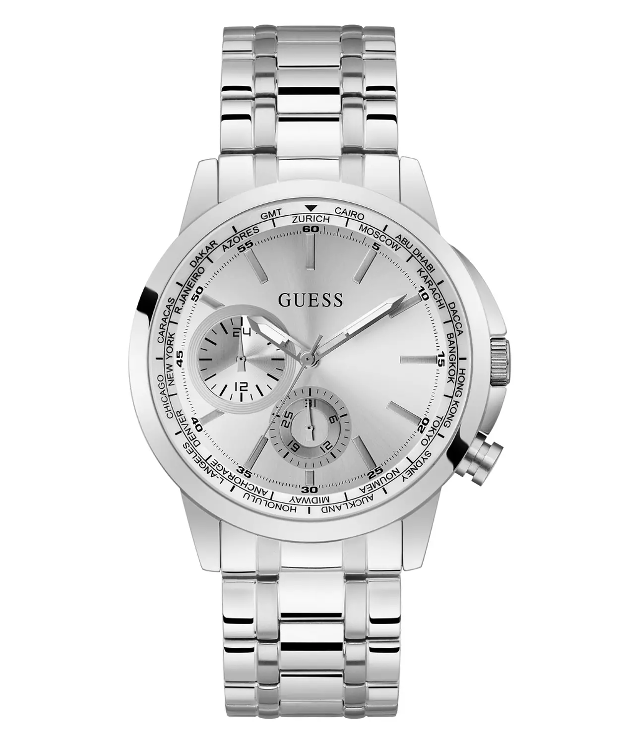 GUESS GW0490G1 ANALOG WATCH  For Men Silver Stainless Steel Brushed Bracelet  0