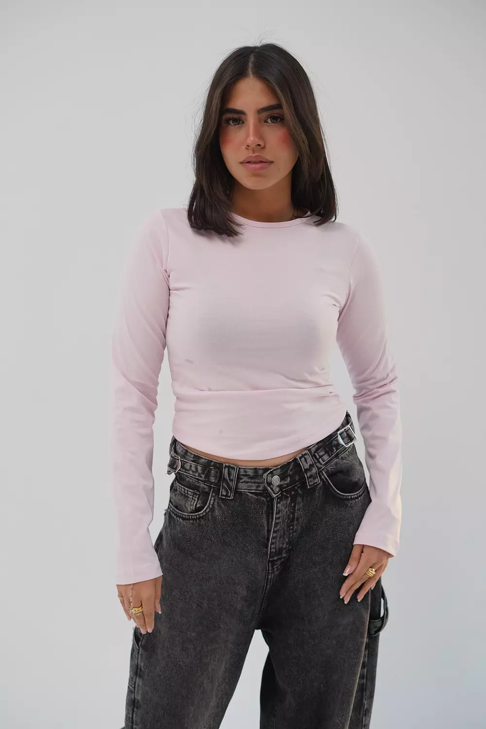 Pink top with long sleeve hover image