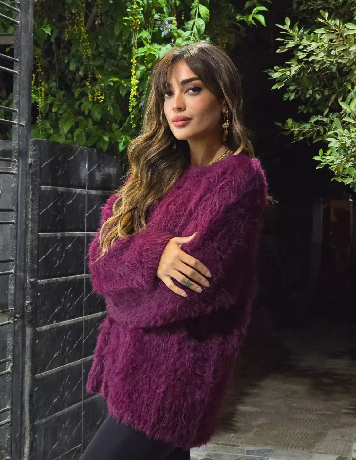 Burgundy Fuzzy Fur Pullover  5