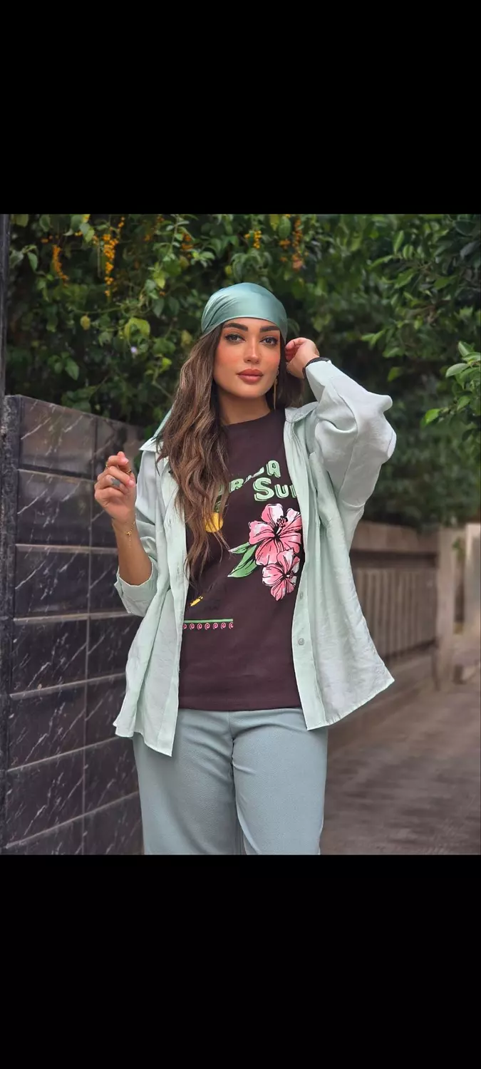 Mint green oversize shirt hover image